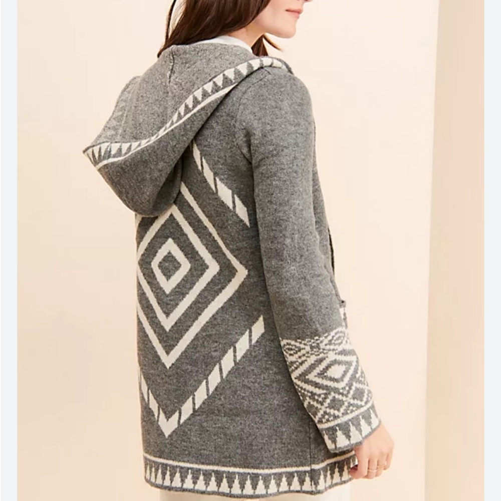 Free People /Driftwood Geometric Hooded Cardigan - Picture 2 of 8